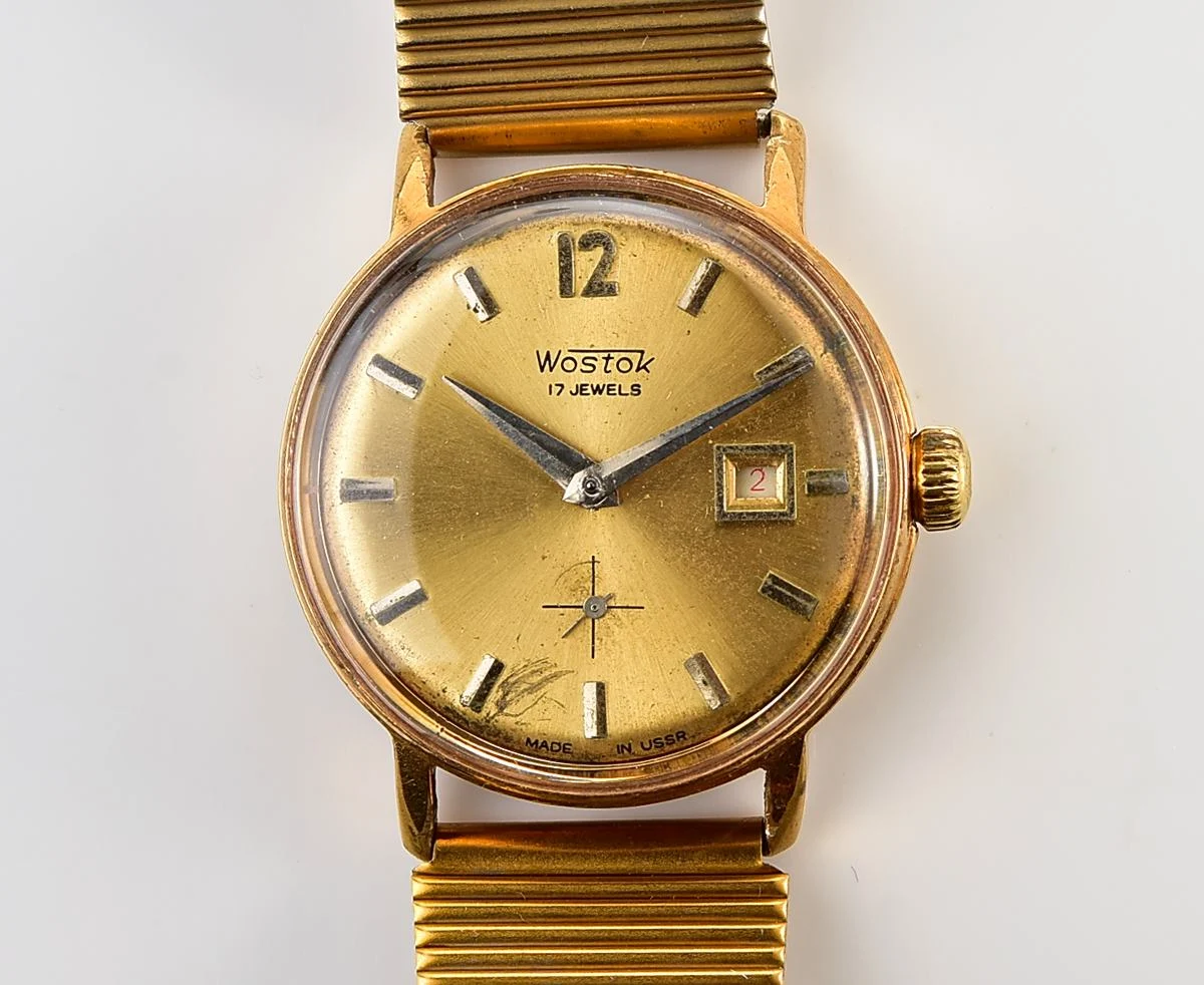 Vintage Soviet Wostok (Vostok) mechanical gold-plated wristwatch