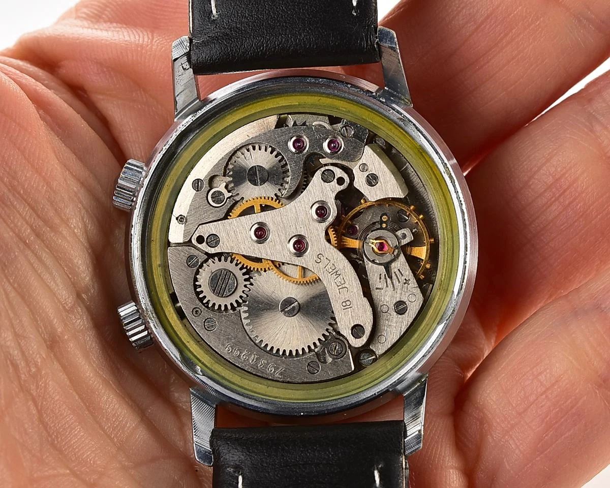 Excellent vintage Soviet mechanical watch Poljot with cream dial & alarm clock function