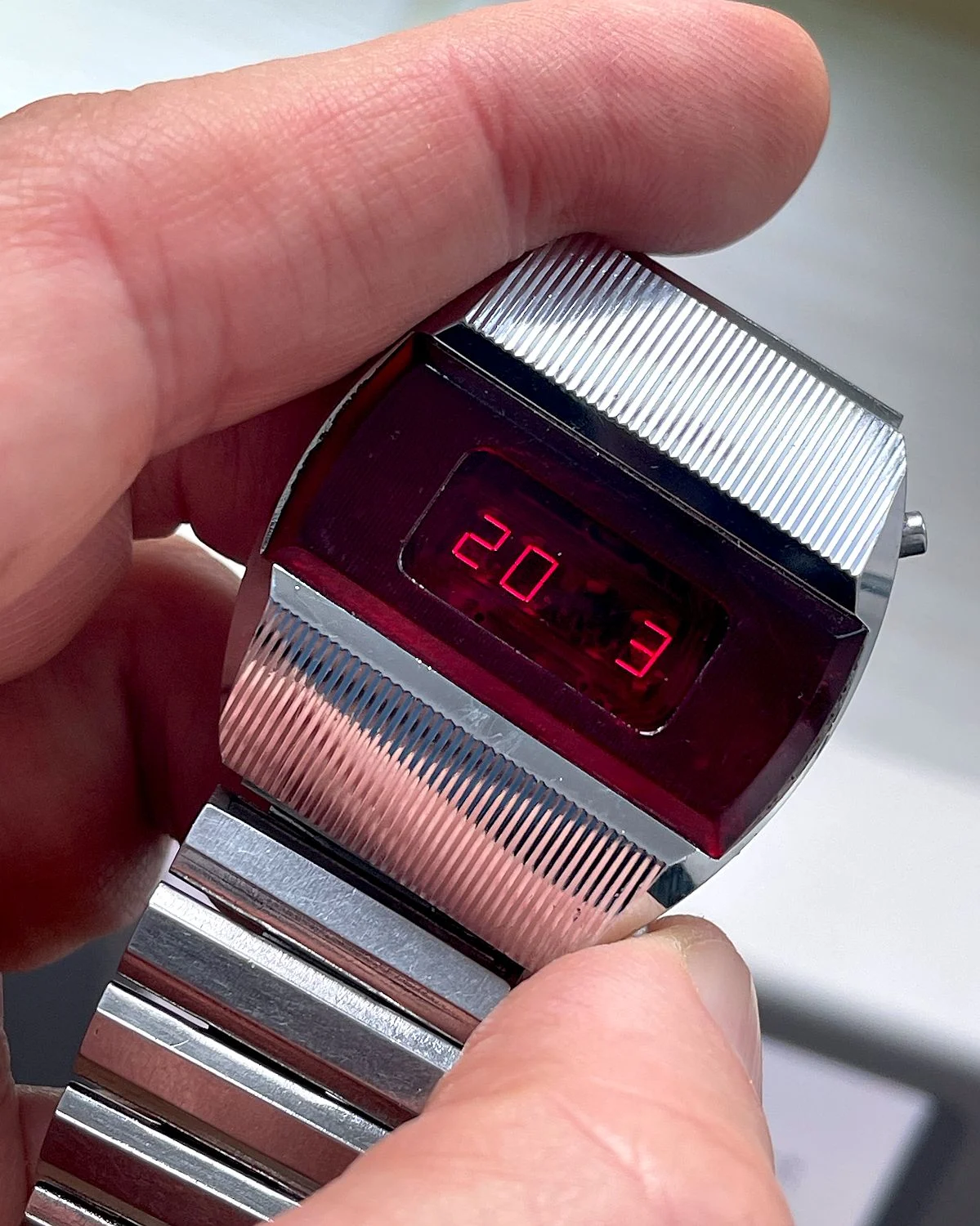 First Red LED Digital Vintage USSR Wrist Watch Electronika E-1 Pulsar with box and passport!