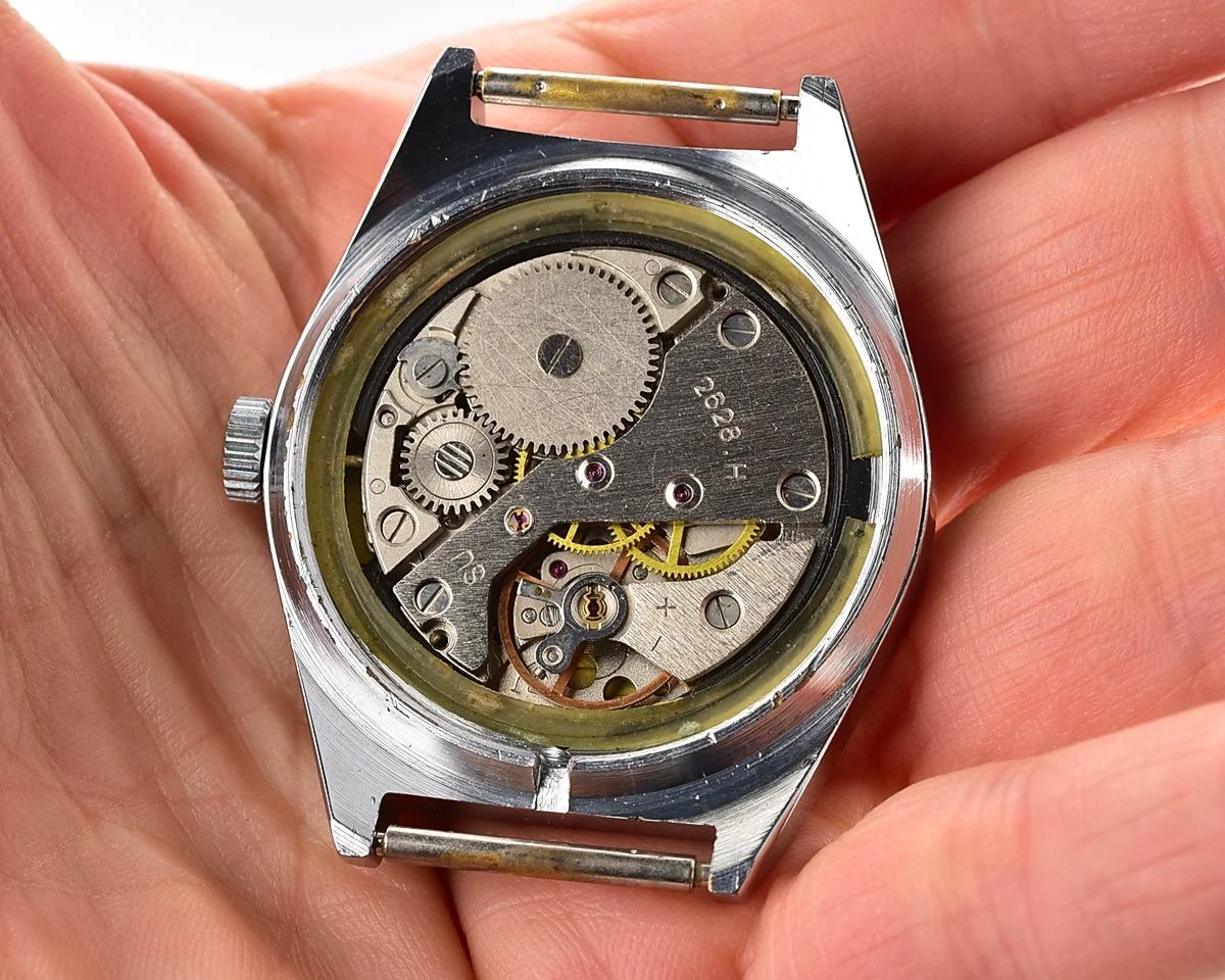 Raketa vintage mechanical wristwatch with double calendar