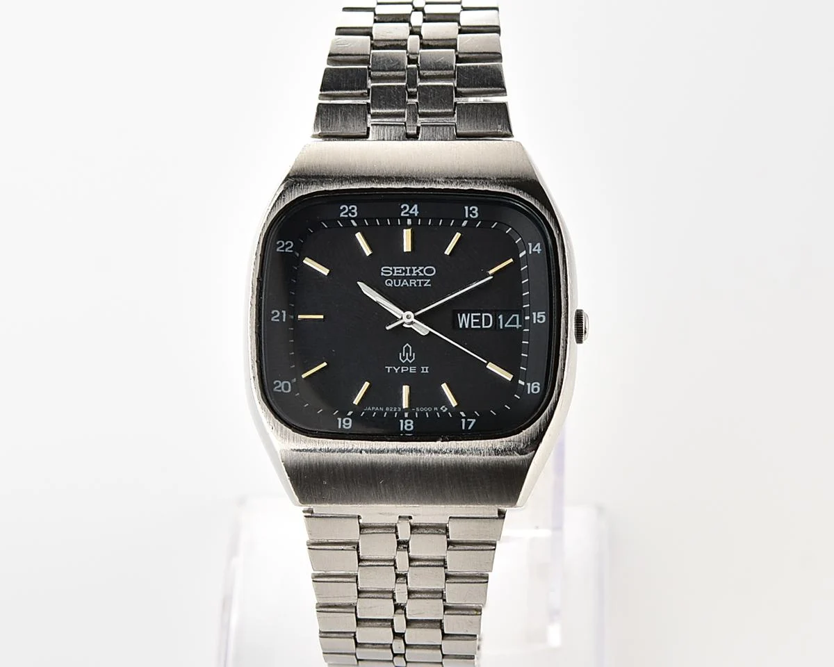 Seiko Quartz stainless steel quartz TV dial watch with day/date calendar, from September 1979