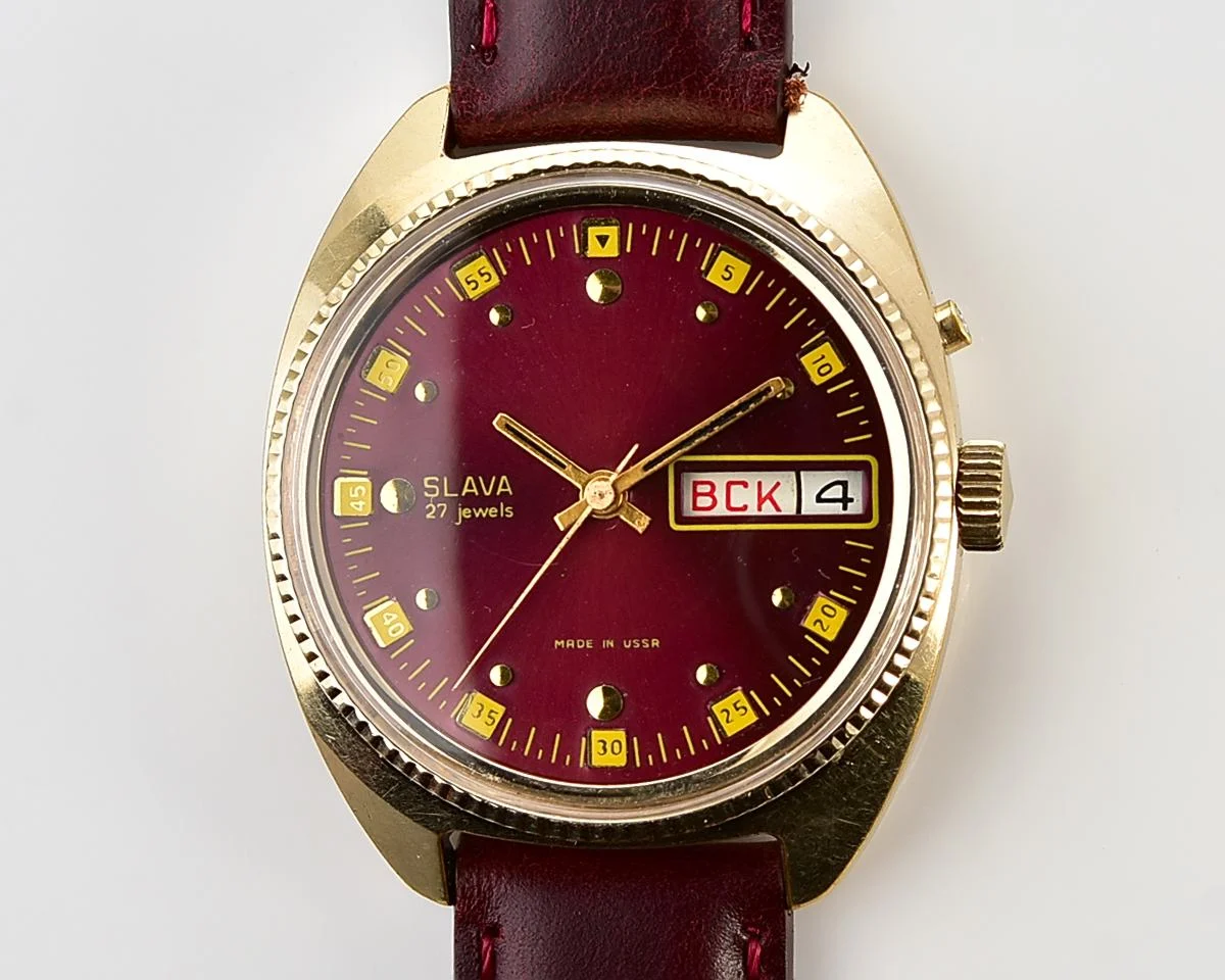 Excellent Soviet Slava gold-plated mechanical wristwatch