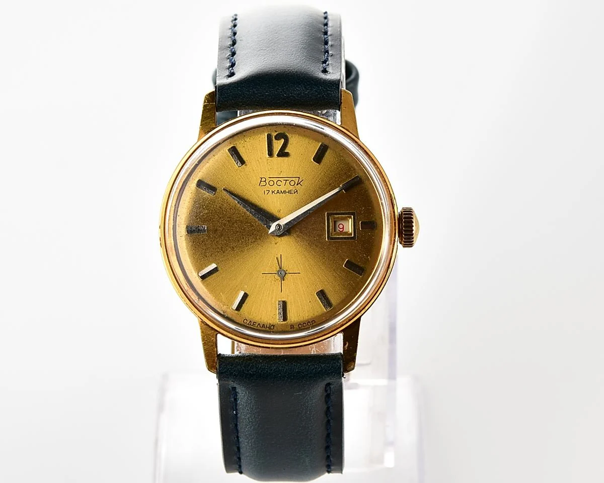 Excellent vintage Soviet Wostok (Vostok) mechanical gold-plated wristwatch