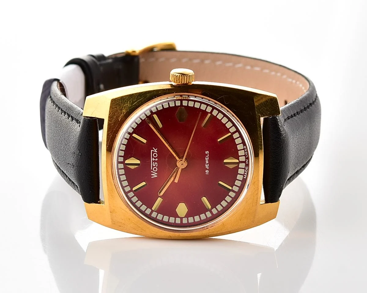 Soviet Wostok (Vostok) vintage gold-plated mechanical wristwatch