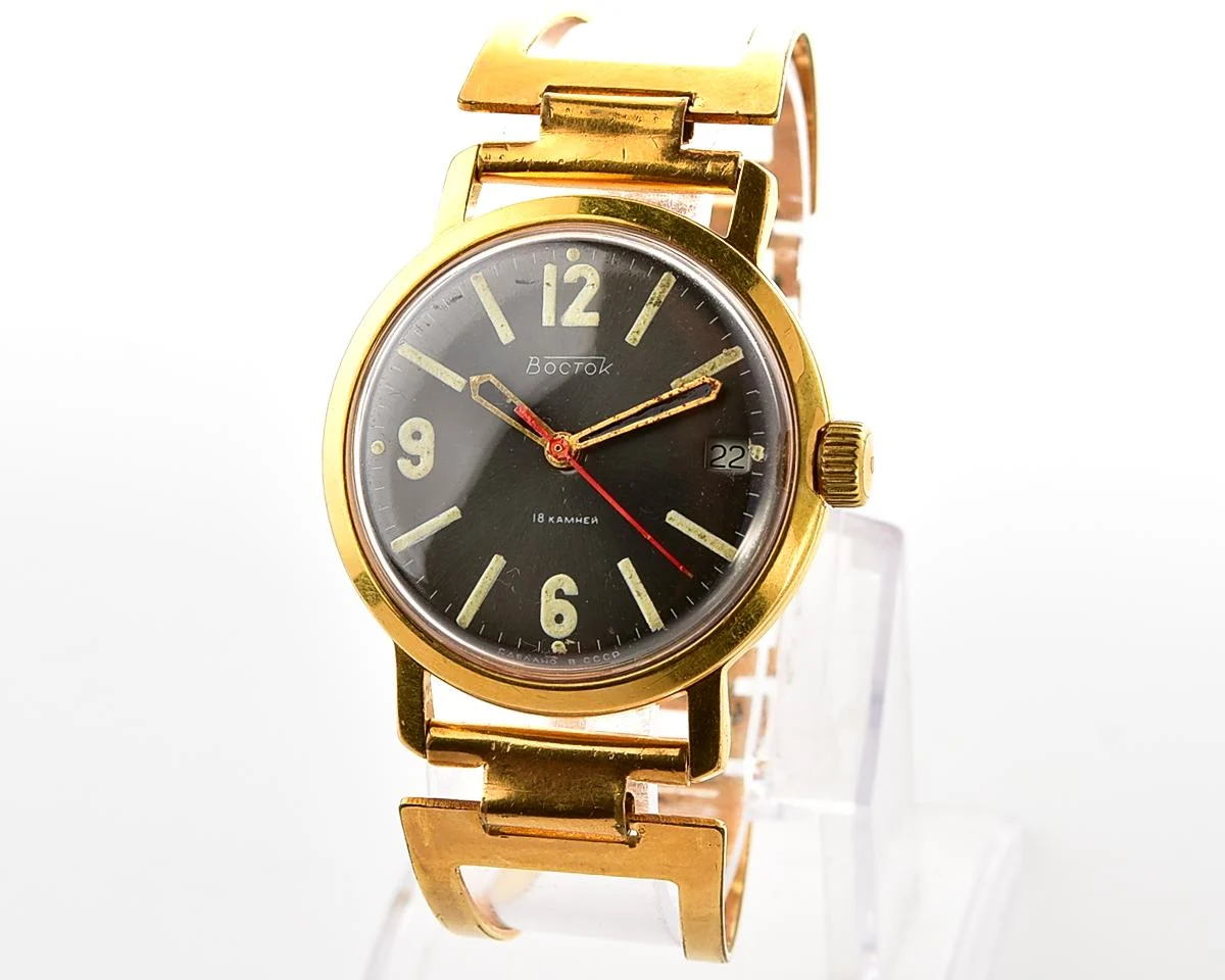 Vintage Soviet gold-plated Vostok mechanical wristwatch