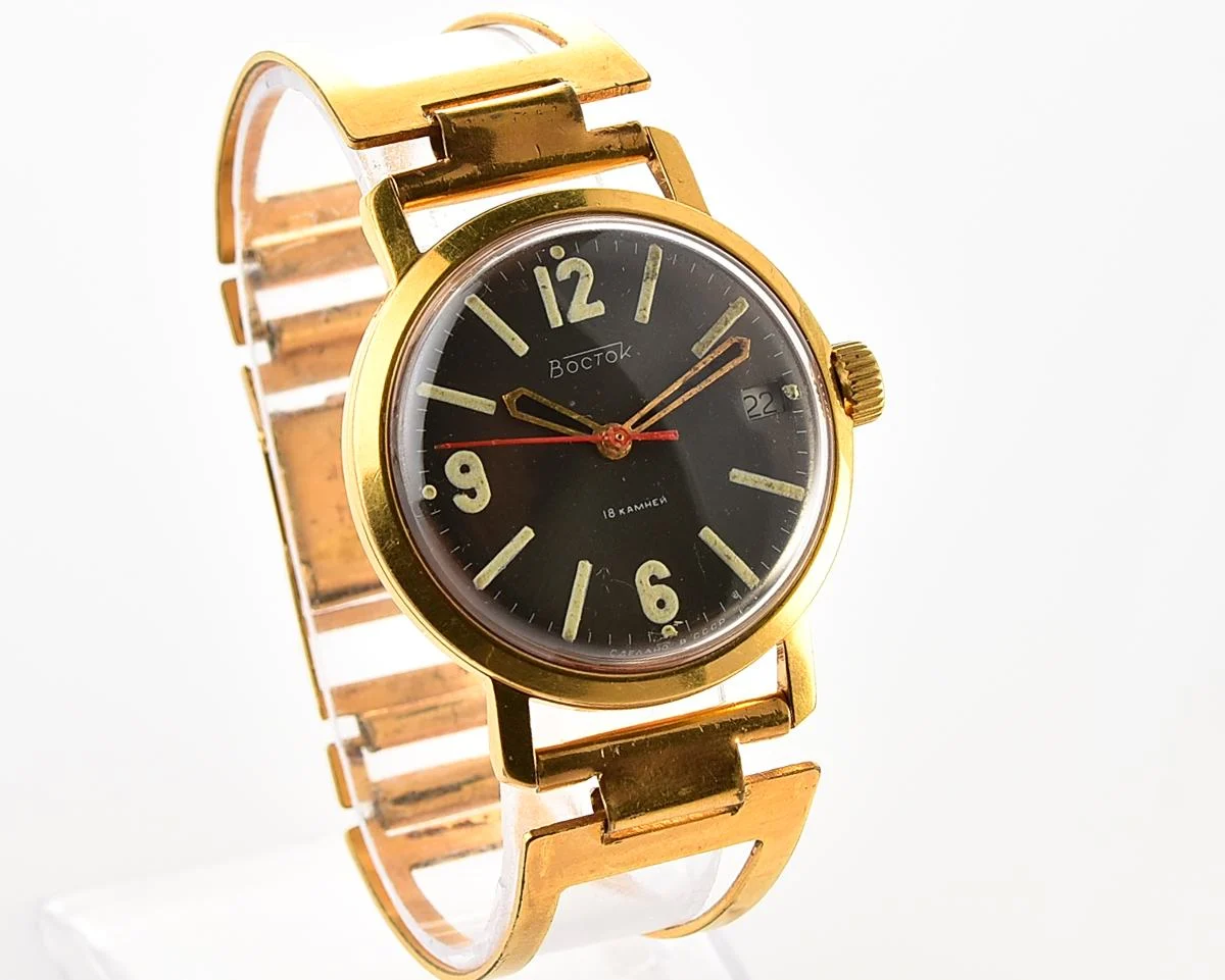 Vintage Soviet gold-plated Vostok mechanical wristwatch