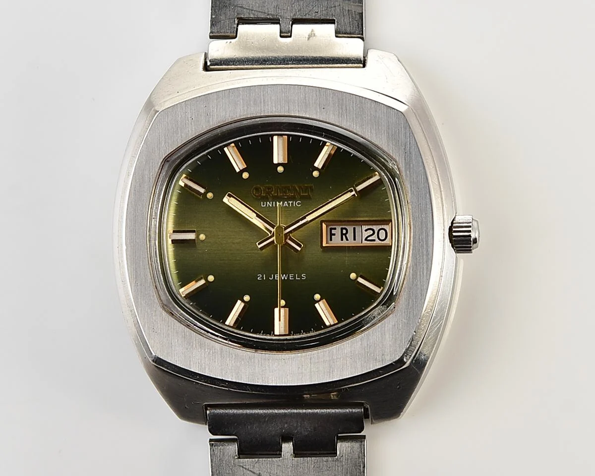 Vintage Orient Unimatic – Green Sunburst Day-Date Automatic from the 1970s