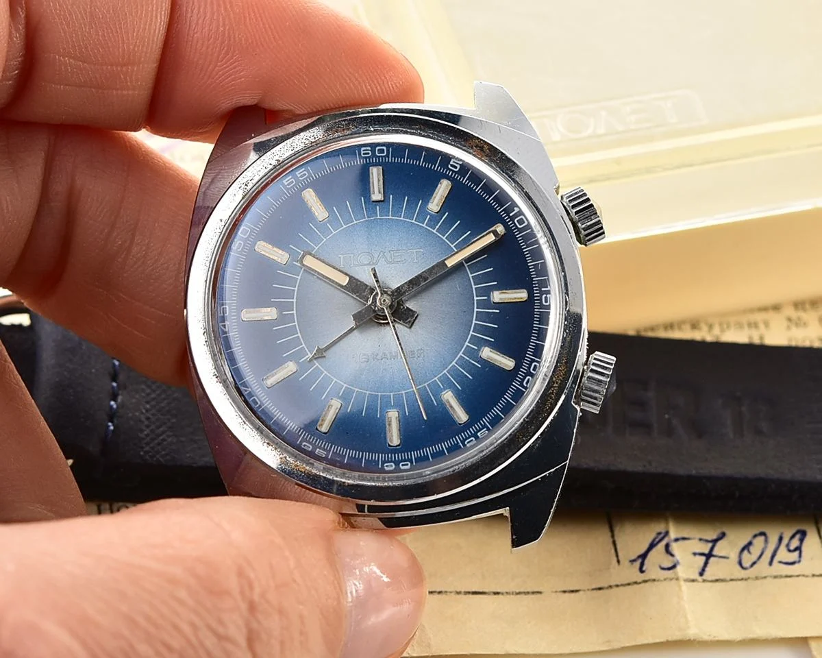 Vintage Soviet Poljot-cricket mechanical watch with alarm function - complete with box & passport!