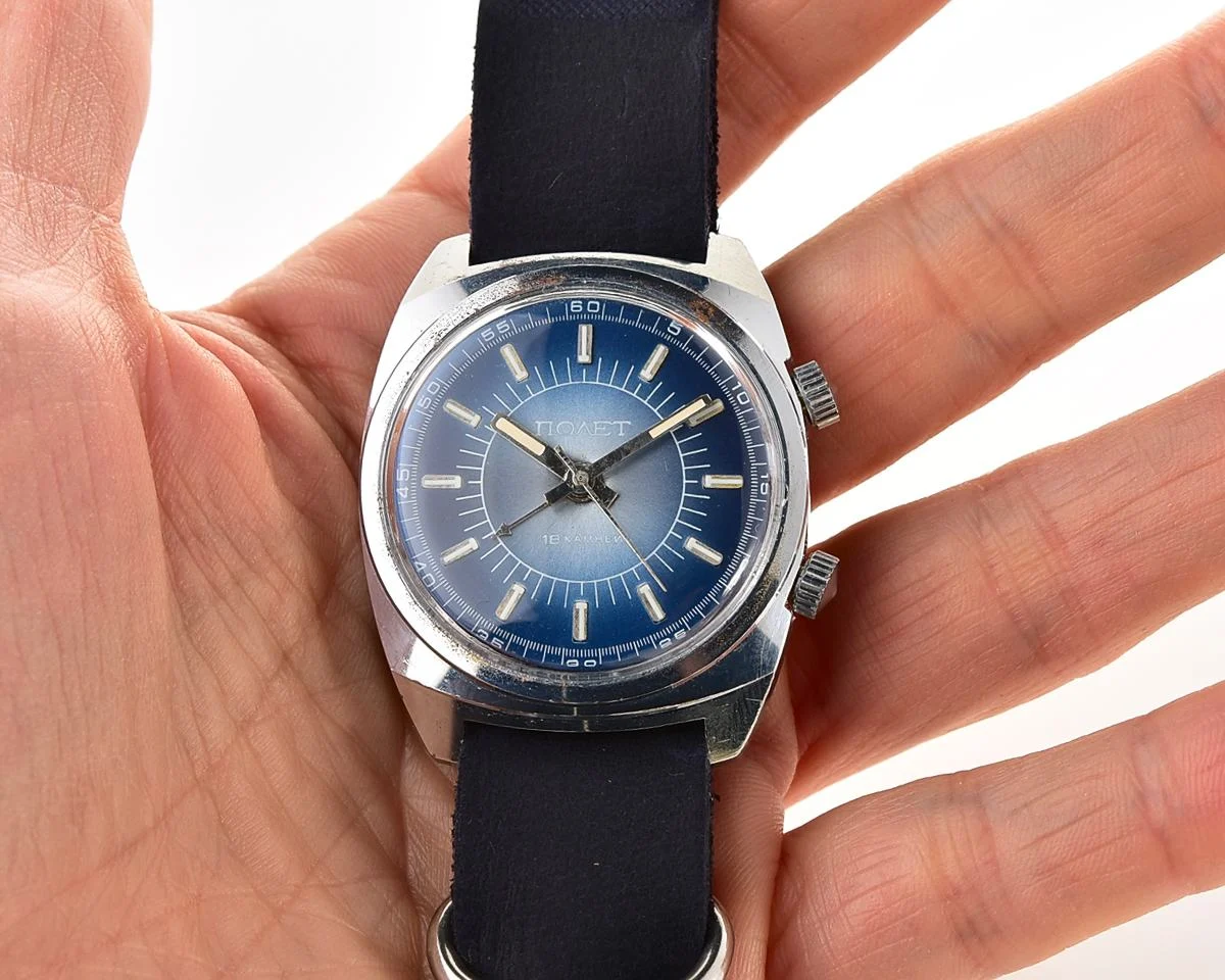 Vintage Soviet Poljot-cricket mechanical watch with alarm function - complete with box & passport!