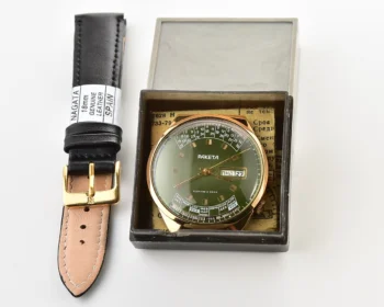 TIME CAPSULE: Vintage Soviet Raketa gold-plated perpetual calendar watch – New Old Stock (NOS)!