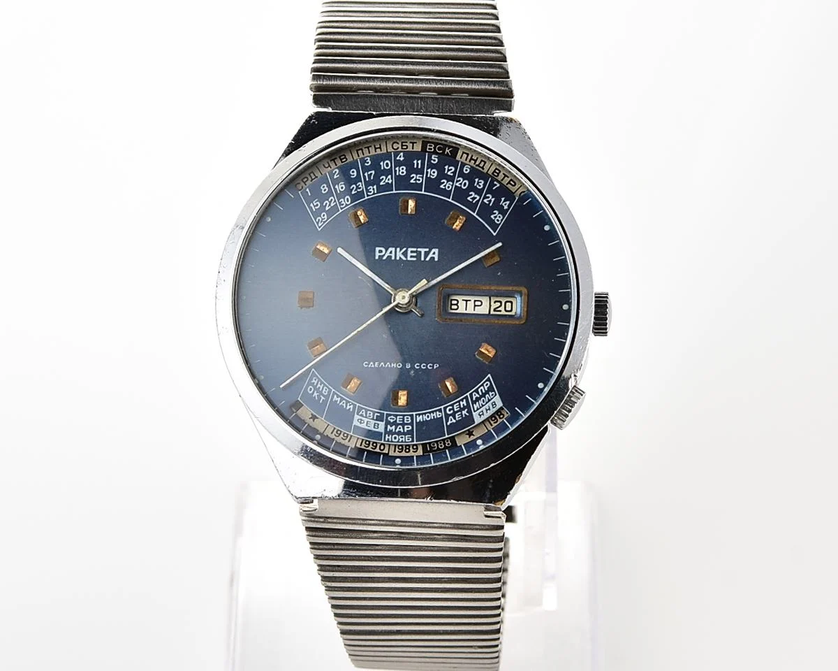 Soviet Raketa perpetual calendar vintage mechanical watch