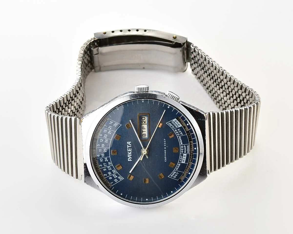 Soviet Raketa perpetual calendar vintage mechanical watch