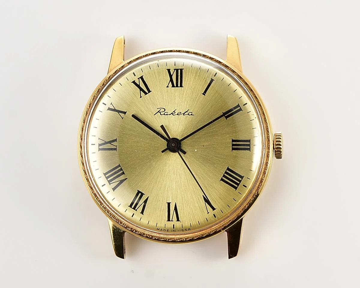 TIME CAPSULE: Vintage gold-plated Soviet Raketa watch, export version, New Old Stock (NOS)!