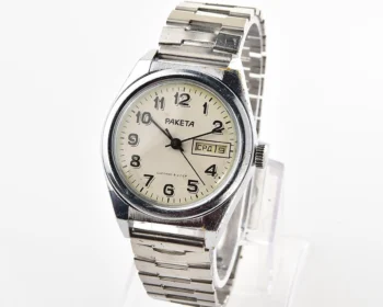 Raketa vintage mechanical wristwatch with double calendar