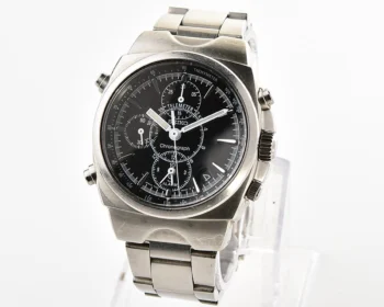 Vintage 1997 Seiko SUS Black Dial Quartz Alarm Chronograph with Telemeter and Tachymeter Scales