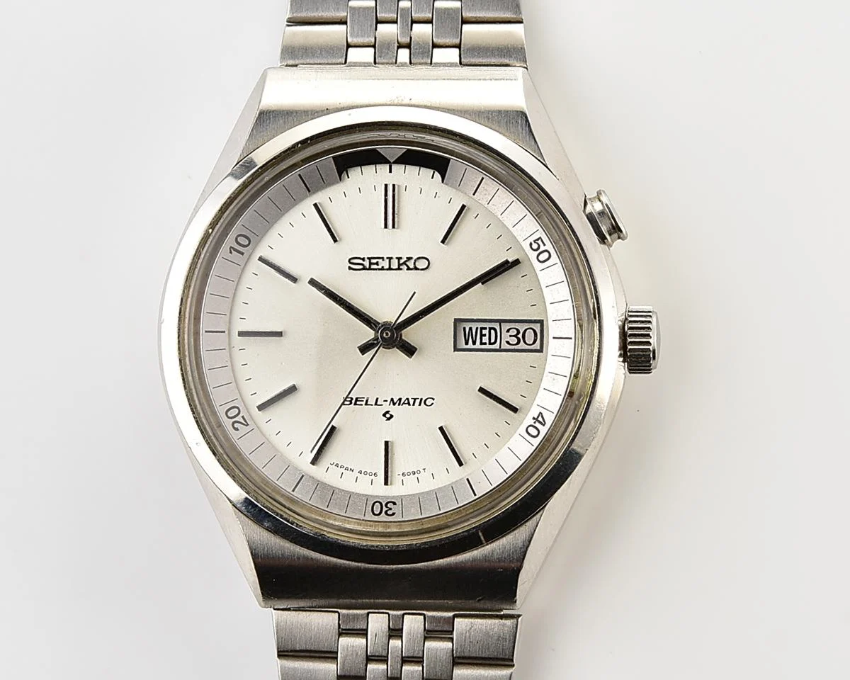 Seiko Bell-Matic 17 jewels mechanical wristwatch with alarm, late production July 1977!