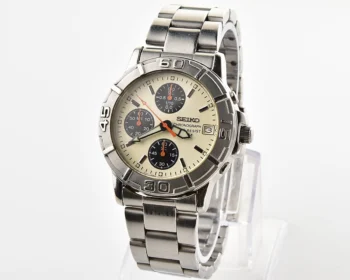 Vintage 2001 Seiko Chronograph - Rare Cream Panda Dial & Orange Hands