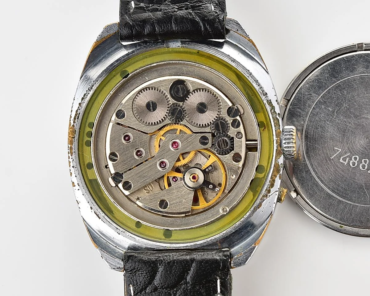 Excellent Soviet Slava vintage mechanical wristwatch with rare teal dial