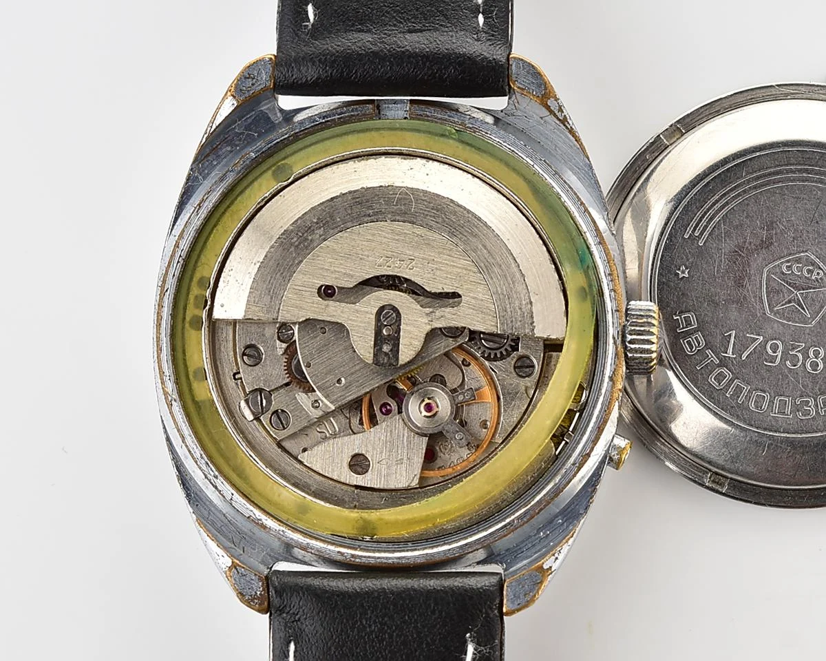 Slava Soviet mechanical vintage watch with automatic self-winding movement