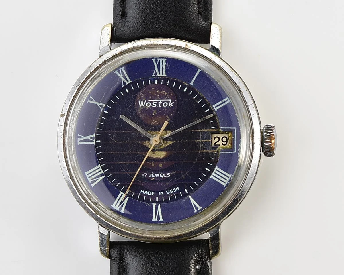 Uncommon Soviet Wostok (Vostok) mechanical wristwatch with intricate dial