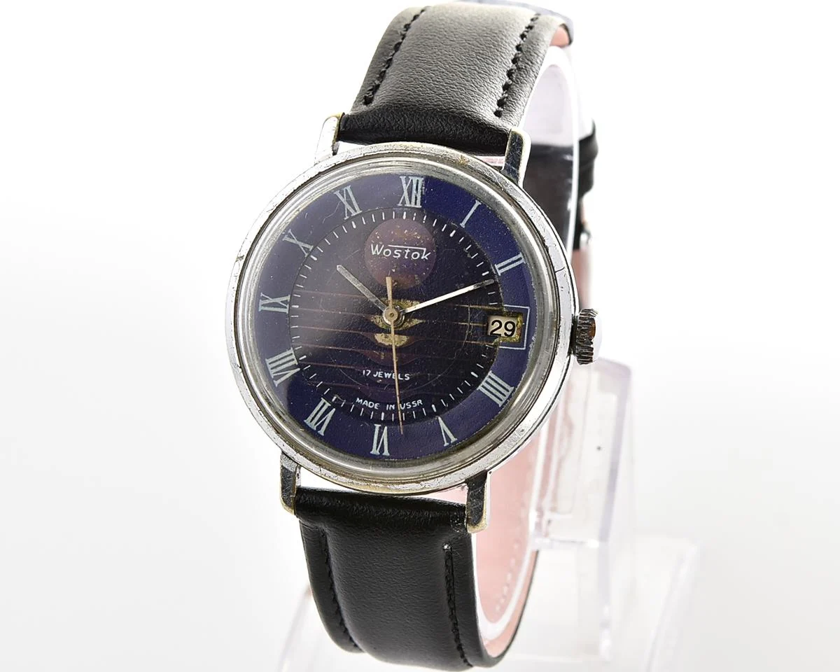 Uncommon Soviet Wostok (Vostok) mechanical wristwatch with intricate dial