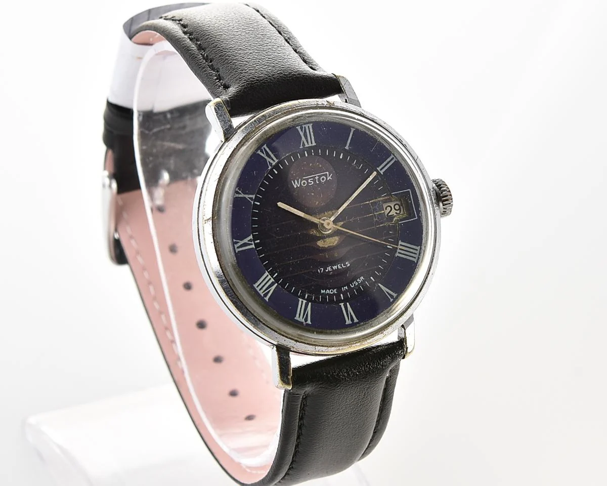 Uncommon Soviet Wostok (Vostok) mechanical wristwatch with intricate dial