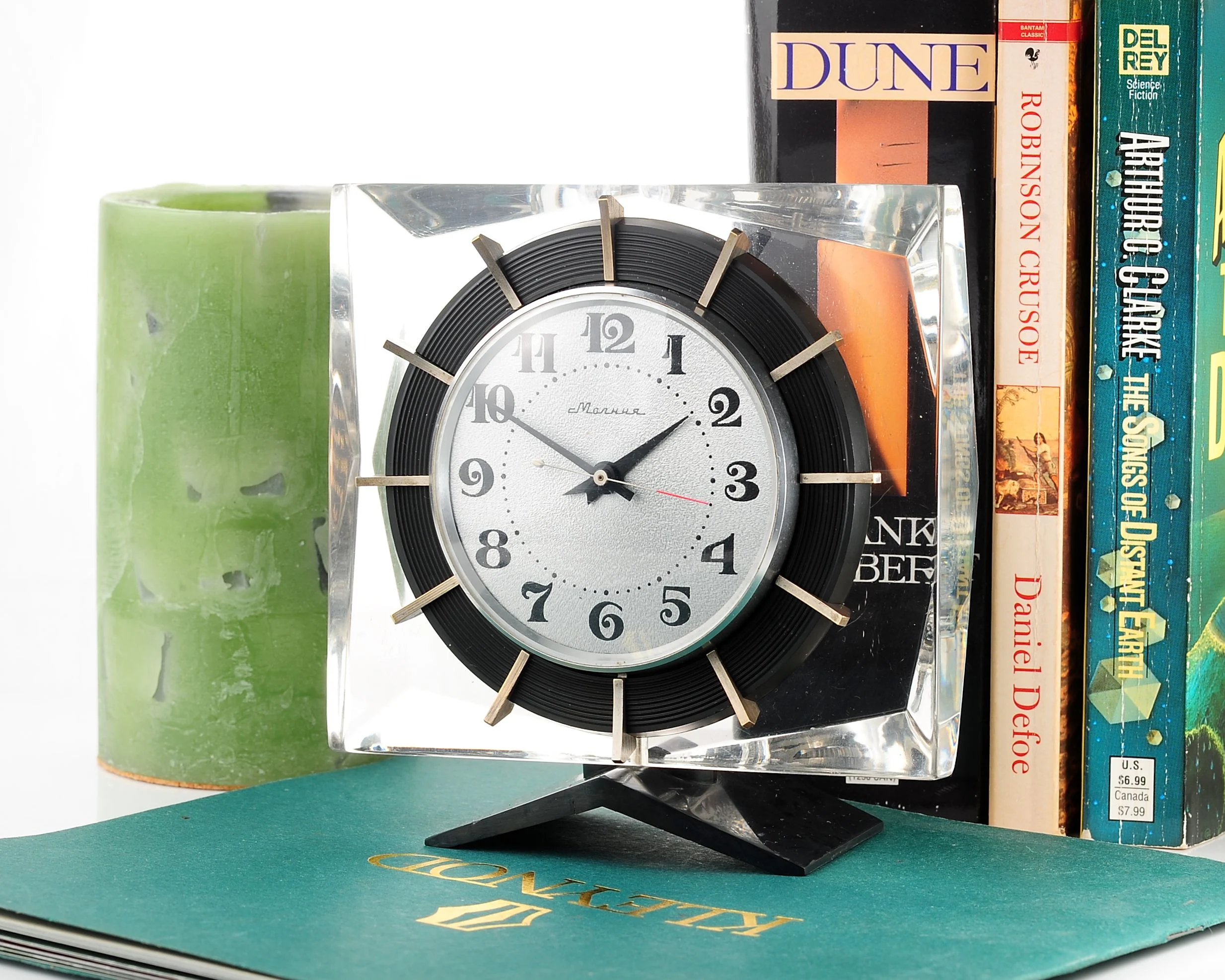 Molnija "Ice Block" Soviet vintage mechanical table clock