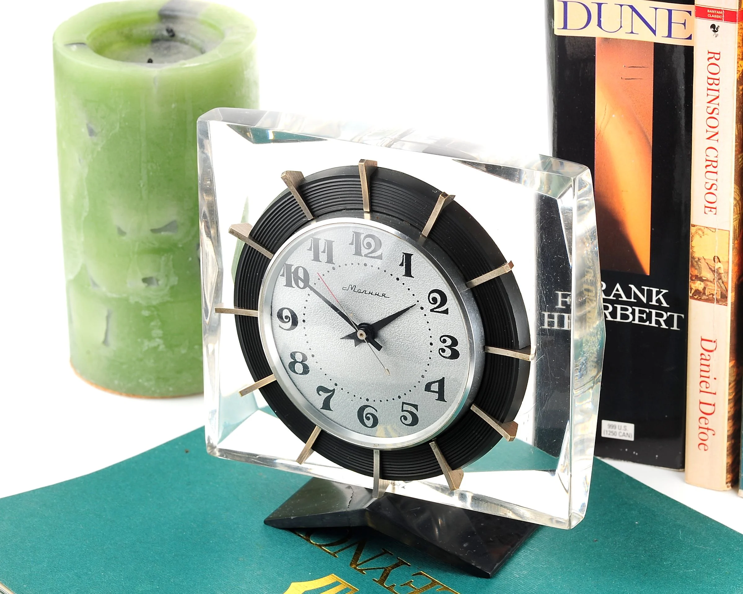 Molnija "Ice Block" Soviet vintage mechanical table clock