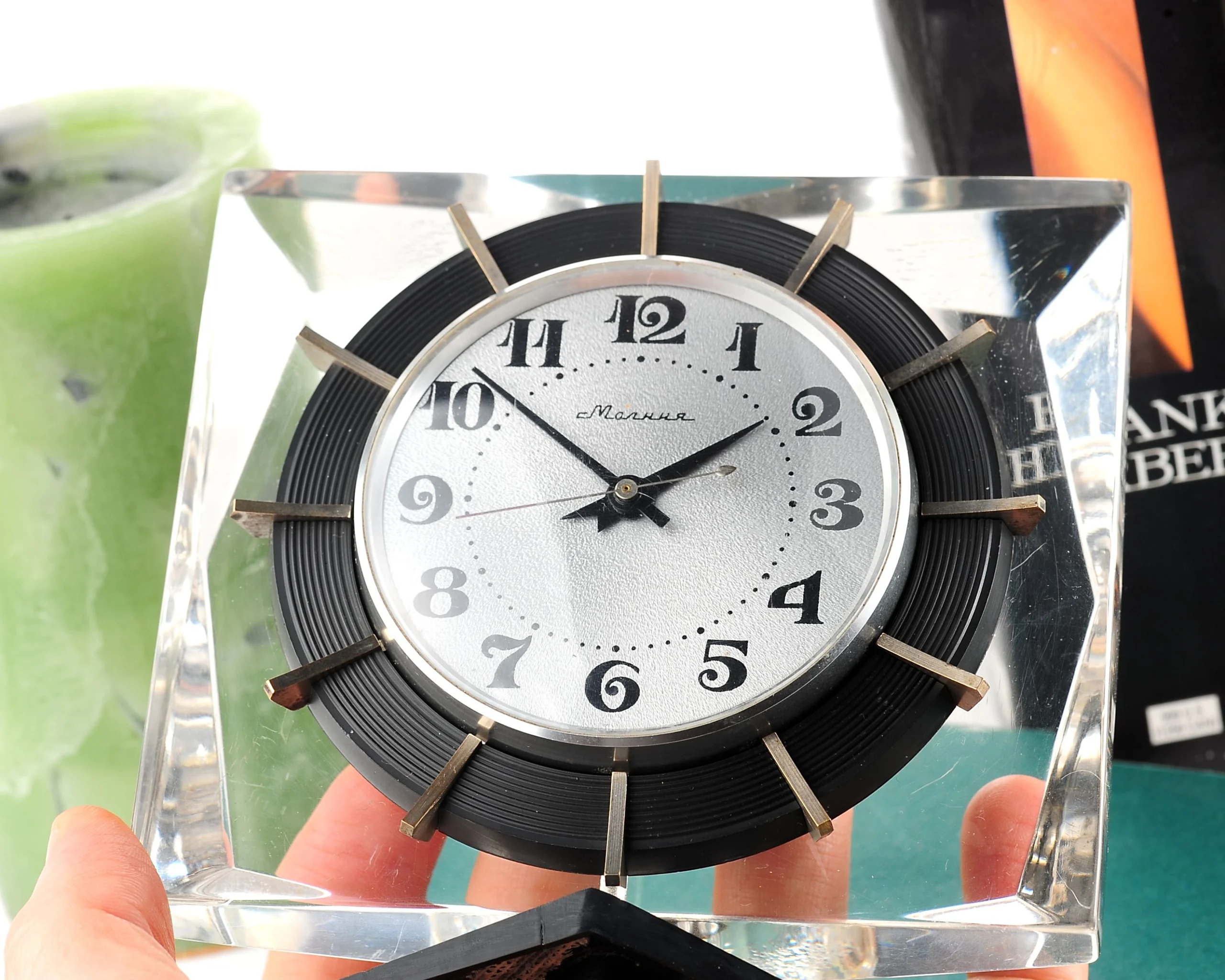 Molnija "Ice Block" Soviet vintage mechanical table clock