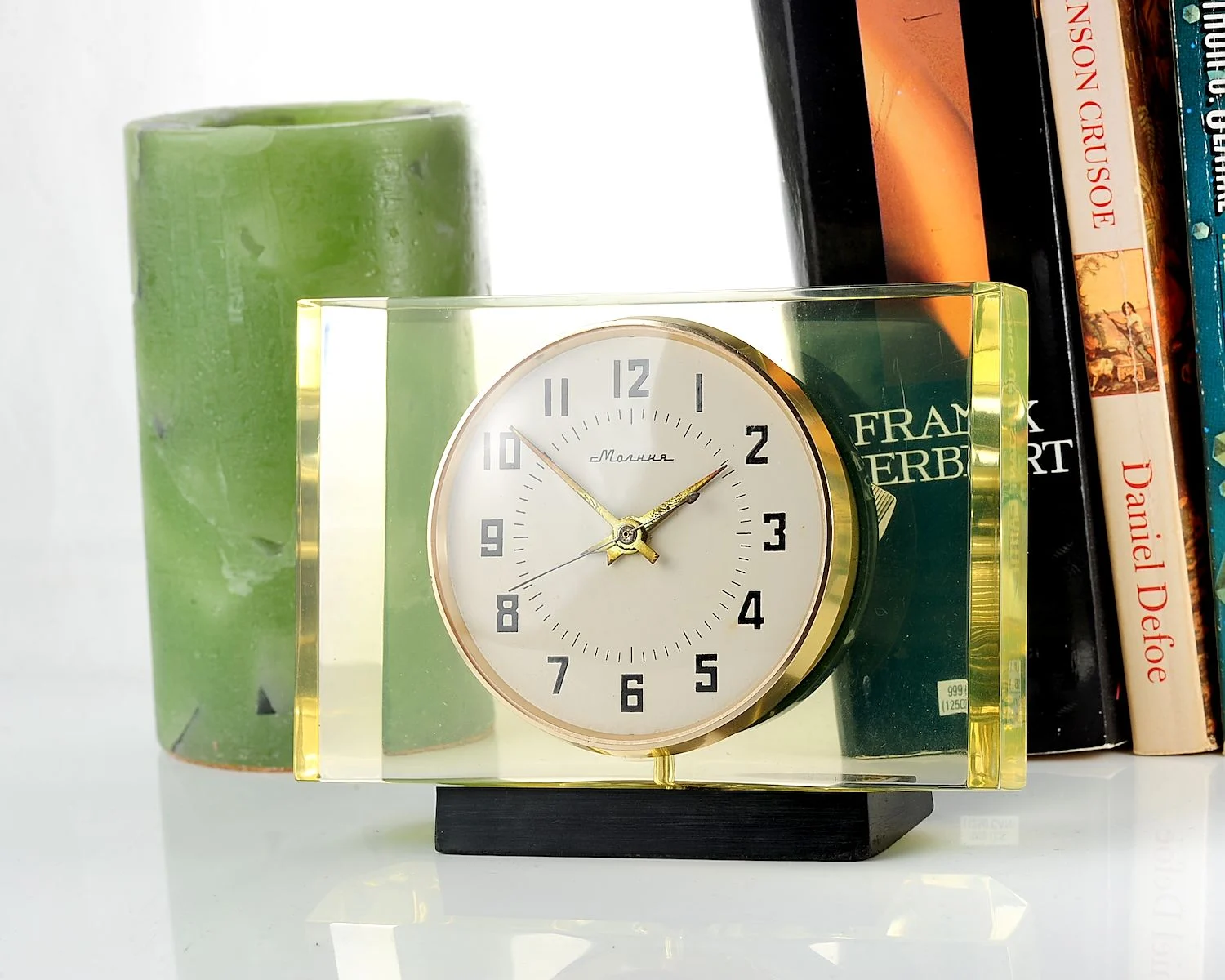 watch Molnija yellow block rectangle table clock 18091-SCS_9947