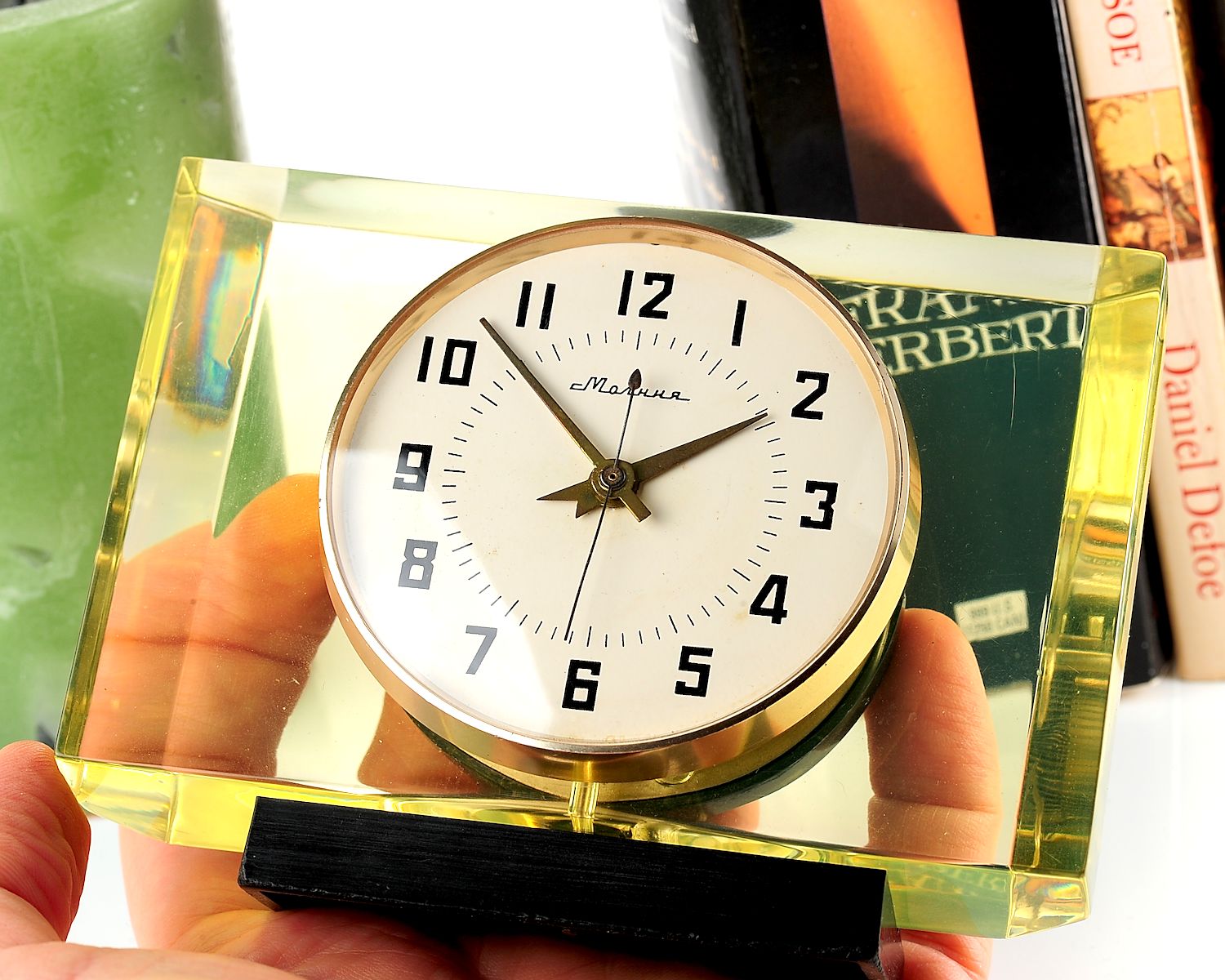 watch Molnija yellow block rectangle table clock 18091-SCS_9957
