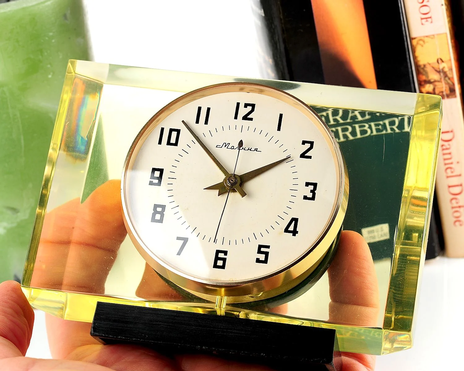 watch Molnija yellow block rectangle table clock 18091-SCS_9957
