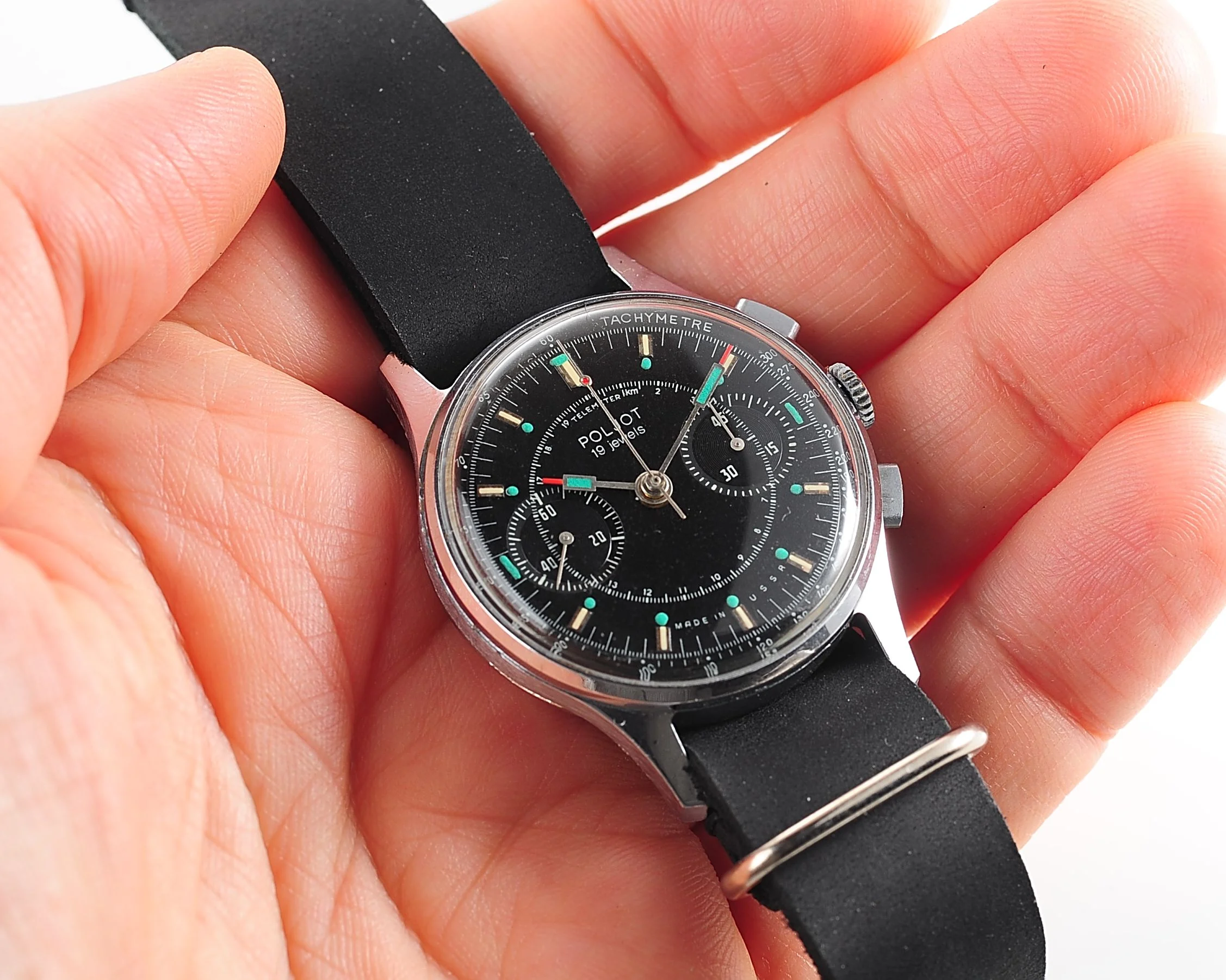 watch Poljot Chronographer 3017 black 16400-SCS_0239