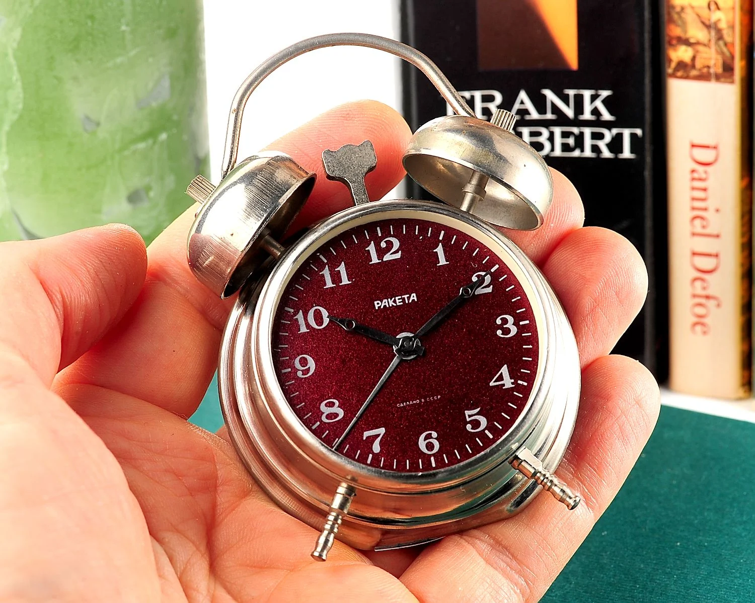 Small Raketa Soviet mechanical alarm clock