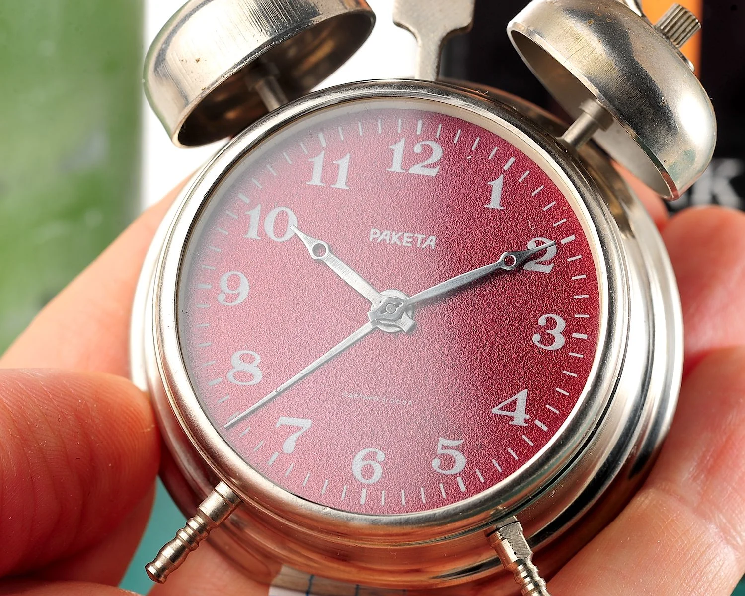 Small Raketa Soviet mechanical alarm clock