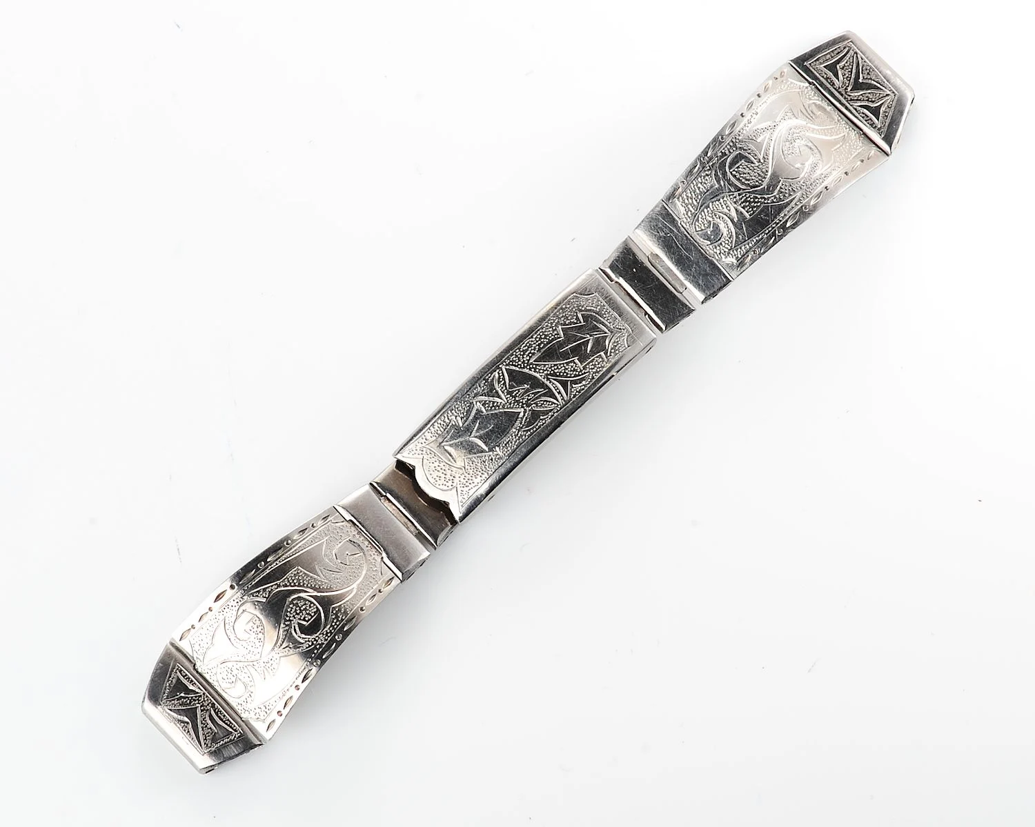Vintage Soviet ornate stainless steel watch bracelet