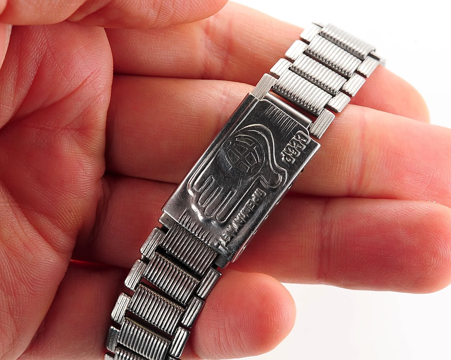 Vintage Soviet ornate stainless steel 14mm watch bracelet - USSR Offers(peace)