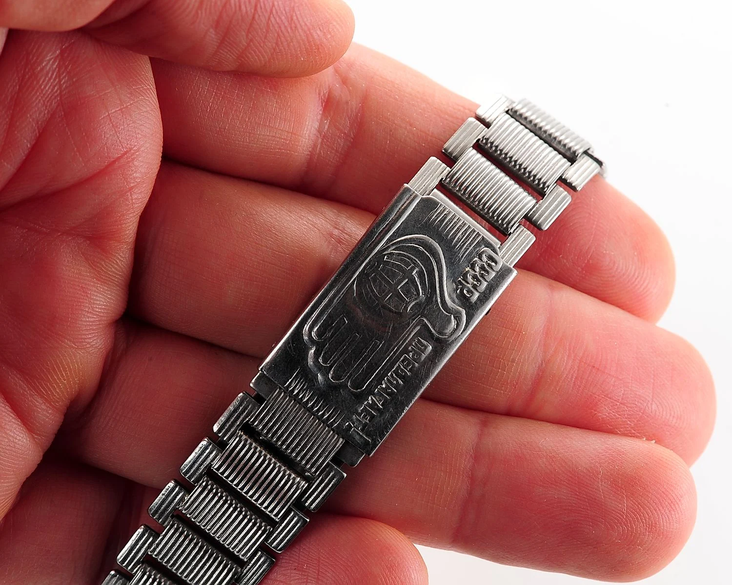 Vintage Soviet ornate stainless steel 14mm watch bracelet - USSR Offers(peace)