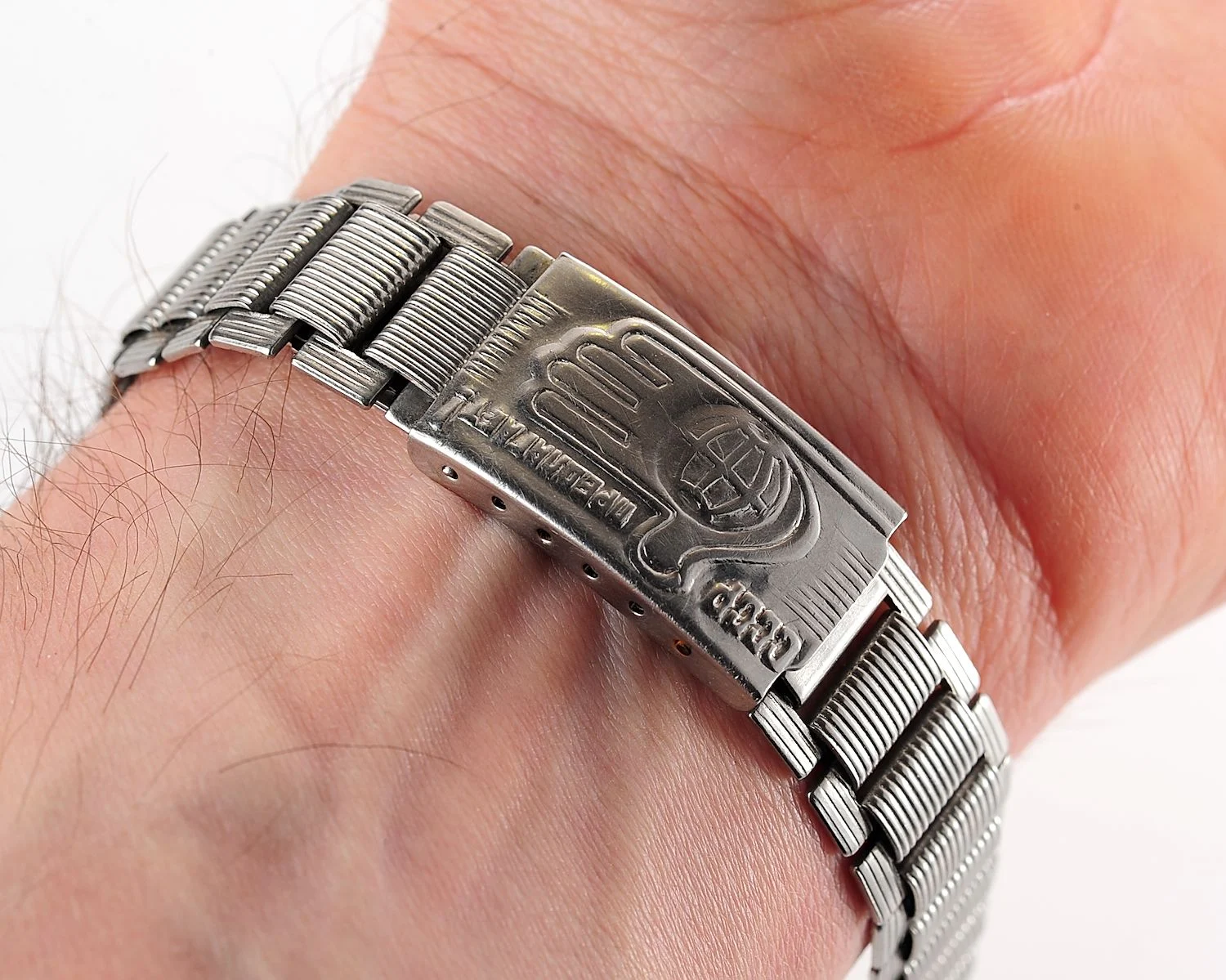Vintage Soviet ornate stainless steel 14mm watch bracelet - USSR Offers(peace)