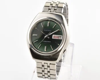 Vintage 1973 Citizen Cosmotron Electronic 7802A Hi-Beat JDM Watch - Deep Forest Green Dial with Original Jubilee-Style Signed Bracelet