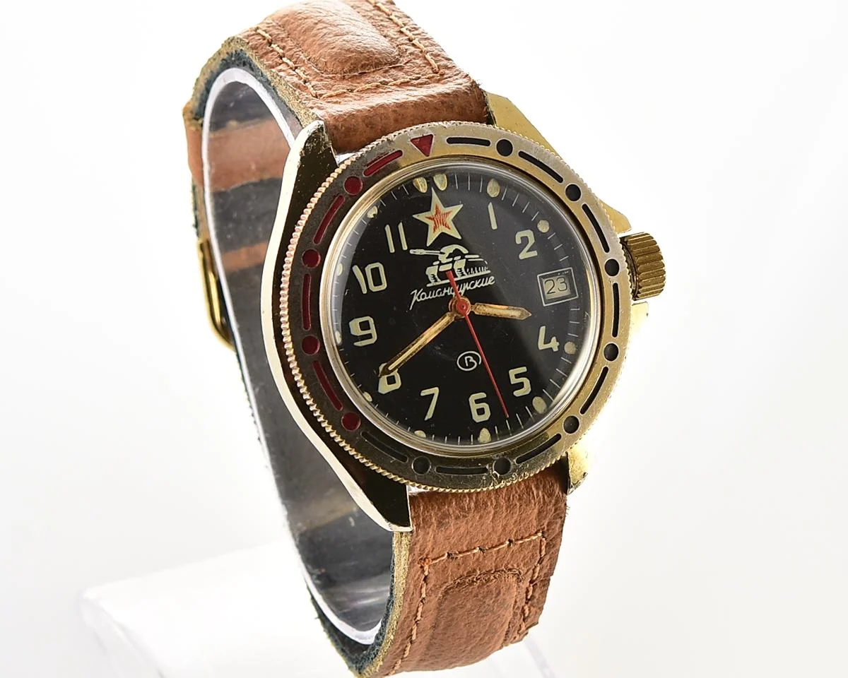 Vostok Komandirskie Tank mechanical wristwatch
