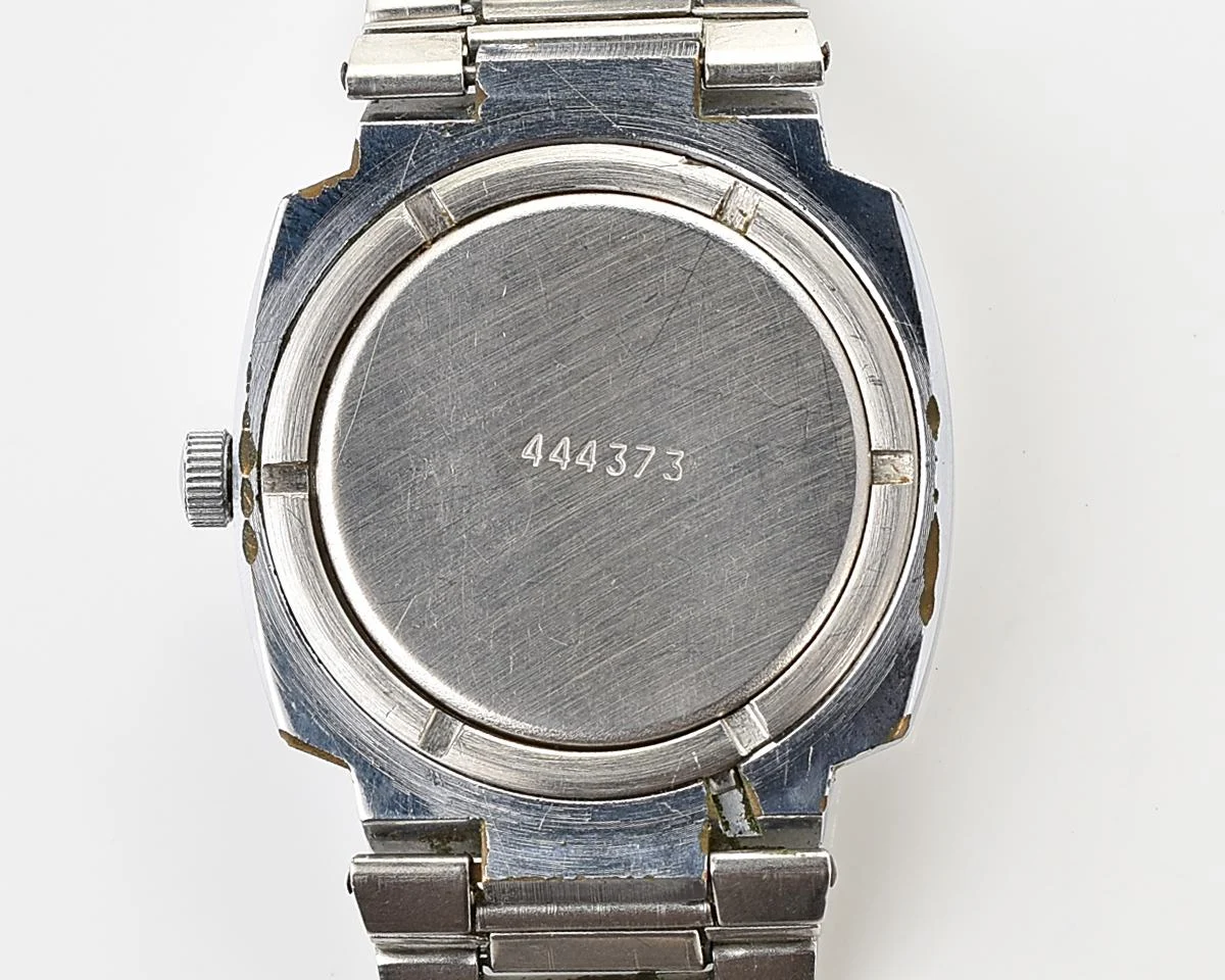 Vintage Soviet Poljot mechanical wristwatch with checked dial & stainless steel bracelet