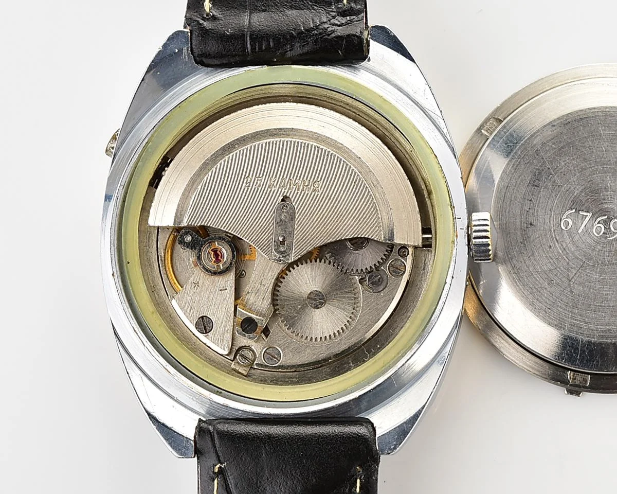 Vintage Soviet mechanical Poljot with automatic self winding movement - uncommon version
