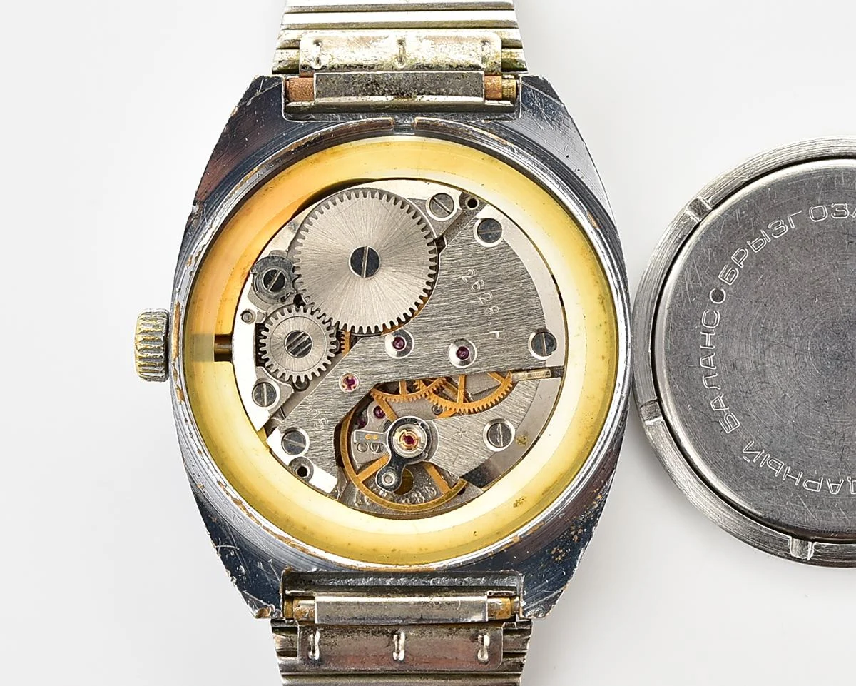 Raketa vintage Soviet mechanical wristwatch with double calendar