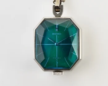 Vintage Seiko Pendant Watch - Green Faceted Crystal Manual from the Mid-1970s