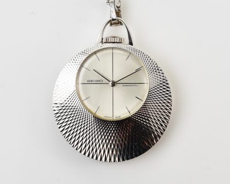 Vintage Seiko Pendant Watch – White Gold Plated Diamond-Cut Manual from January 1971