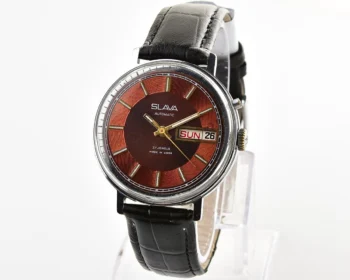 Slava Soviet mechanical self-winding vintage watch with beautiful rare "vortex" dial!