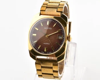 Large Wostok (Vostok) Soviet mechanical gold-plated wristwatch