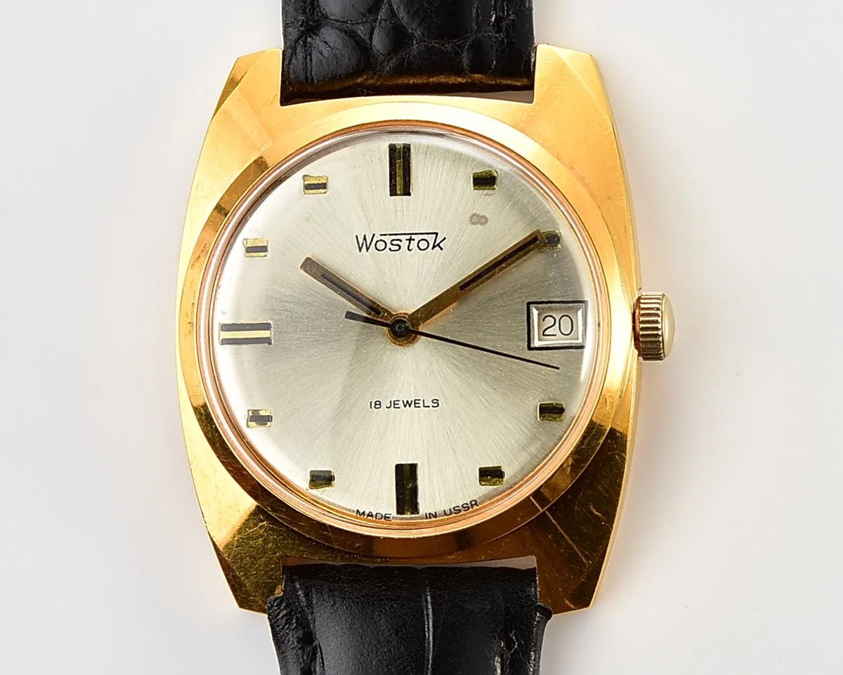 Excellent Soviet Wostok (Vostok) vintage gold-plated mechanical wristwatch