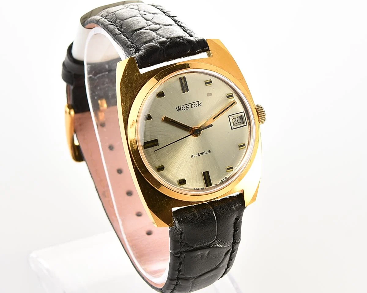Excellent Soviet Wostok (Vostok) vintage gold-plated mechanical wristwatch
